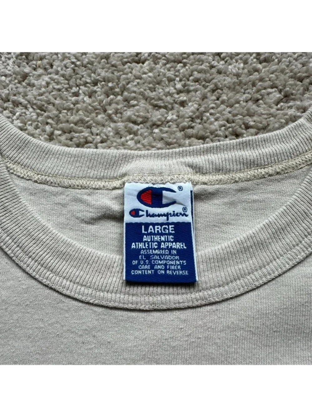 Vintage Y2K Champion Team USA T-Shirt Beige L Embroidered Neutral Sporty Olympic - Picture 4 of 5